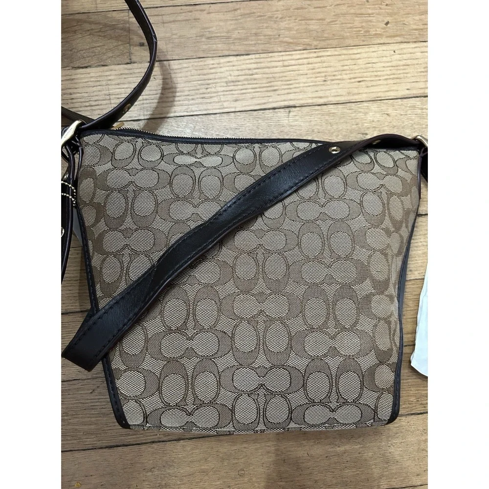 Coach Signature Small Dufflette Crossbody Shoulder Bag, Khaki, Brown, NWT